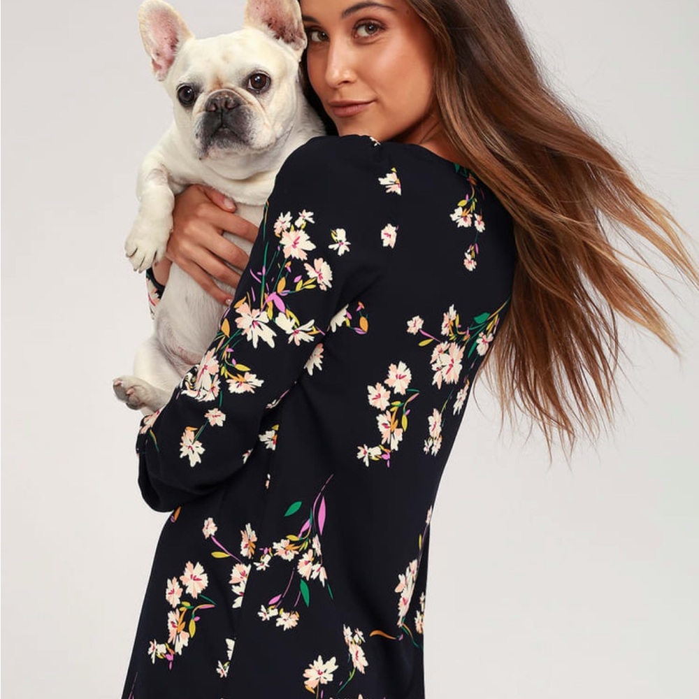 Herbaceous Babe Navy Floral Print Shift Dress